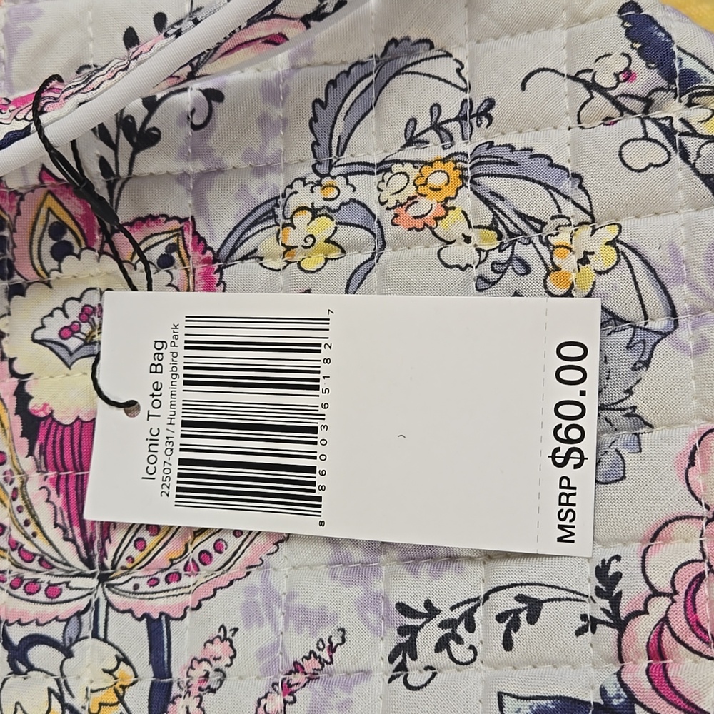 Vera Bradley Iconic Tote Bag Hummingbird Park - Picture 13 of 13